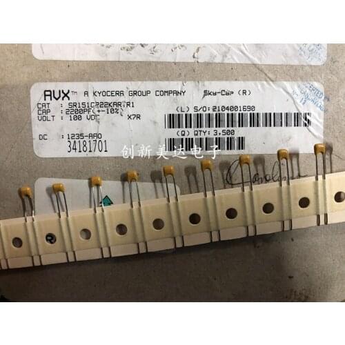 Original new 100% SR151C222KARTR1 multilayer ceramic monolith capacitor 100v2200pf 222 p2.5 (Inductor)