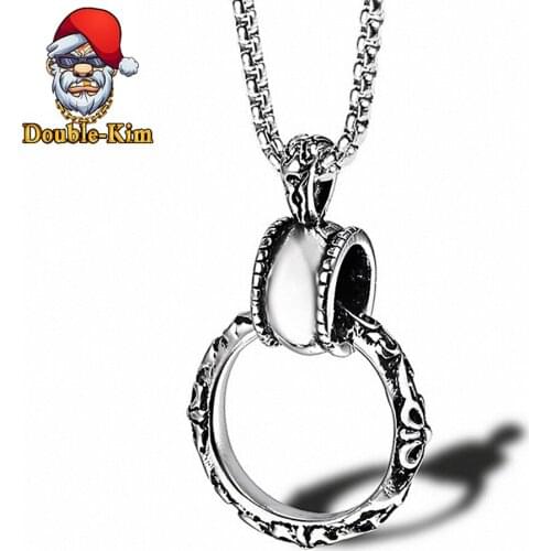 Loop Pendant Necklace Men Hiphop Rock Rap Street Culture Titanium Stainless Steel Gold Chain Necklace Fashion Man Jewelry Gift