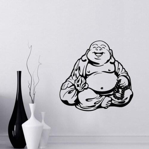 Smiling Chinese God Good Luck Symbol Funny Wall Stickers Vinyl Religious Living Room Decal Removable Portrait Wall Mural ZW342