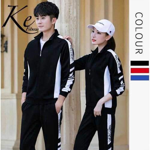 KE sportswear suits unisex to 5XL blue red black clothes spring autumn long-sleeved polyester sports set men tracksuit women