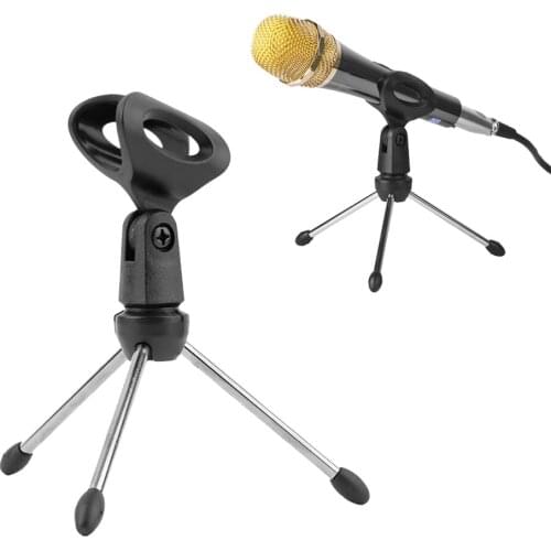 Microphone Mic Stand Tripod Bracket Portable Zinc Alloy Desktop Table Adjustable Holder Convenient universal Black