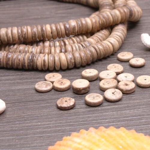 Light Coffee Coconut Shell Spacer Beads Fashion Natural Wheel Bead Beaded For Men`s Jewelry Making Small Hole 15"