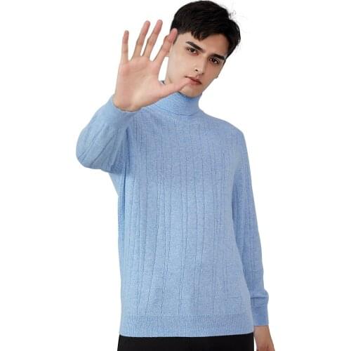 Zhili Mens 100% Cashmere Turtleneck Sweater