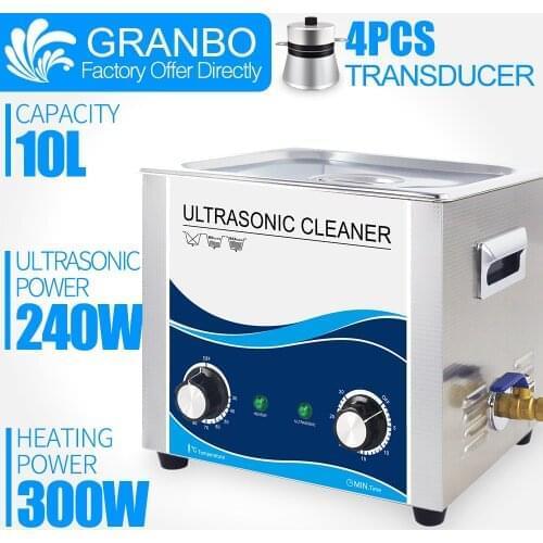Granbo Newest Ultrasonic 10L liter 360W 110/220V Ultrasonic Cleaner With Heater and Timer For Hardware Metal parts Dental clinic