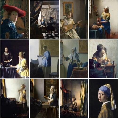 World Famous Painter Johannes Vermeer Series Diamond Painting Cross Stitch Mosaic Home Decoration
