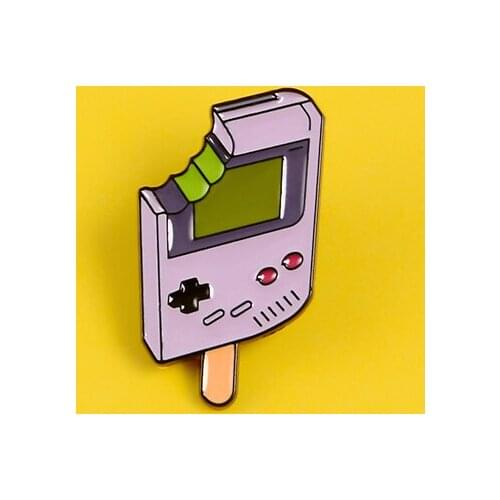 Retro game console enamel pin brooches for women bitten ice cream pink badge Clothes hat cute cartoon Lapel Pin Jewelry gift