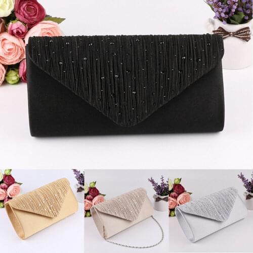 Womens Diamante Envelope Satin Evening Bag Clutch Shoulder Bag Purse Luxury Wedding Bridal Prom HandBags