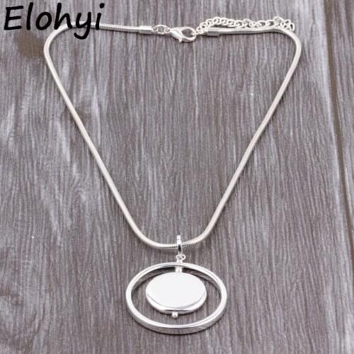 ELOYHI Novel Double Circles Choker Glossy Face Necklaces Top Quality Silver Plated For Women Trendy Neckalce&Pendants Gift