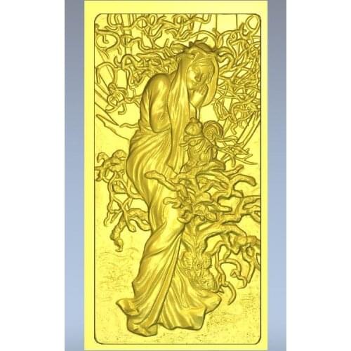Winter lady 3d model relief for cnc in STL file format