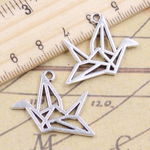 10pcs Charms Origami Paper Cranes 23x29mm Tibetan Silver Color Pendants Antique Jewelry Making DIY Handmade Craft Pendant