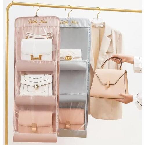 6/8 Pockets Handbag Organizer Colgador De Bolsos De Armario Bag Organizer Double-sided Hanging Closet Organizer Storage Bag