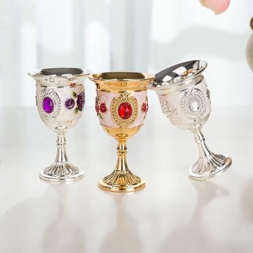 White Wine Shooter Glass European-Style Creative Home High Base Cup Home Gift Decorations Alloy High Base White Wine Glass