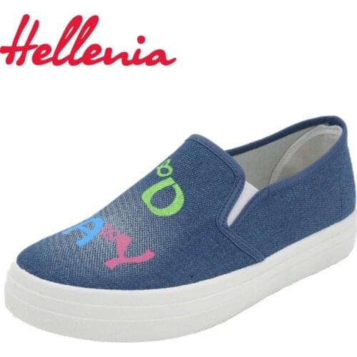 Hellenia Canvas Women Shoes Casual shoe Slip On Ladies Spring Summer Autumn Fashion Comfortable Flats Loafer shoe sneaker sport