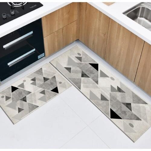 Gray Geometric Rug For Kitchen Floor Nordic Modern Bathroom Mat Anti-slip Mat Entrance Bedroom Floor Mat Bedside Mat Area Rug