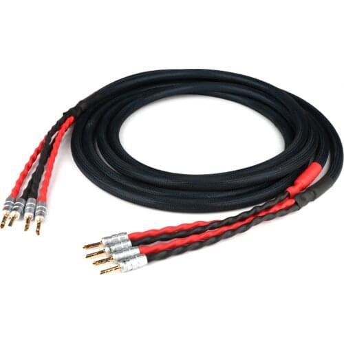 HIFI Silver-plated Speaker Cable Hi-end 4N OFC Speaker Wire For Hi-fi Systems Y Plug Banana plug Speaker Cable