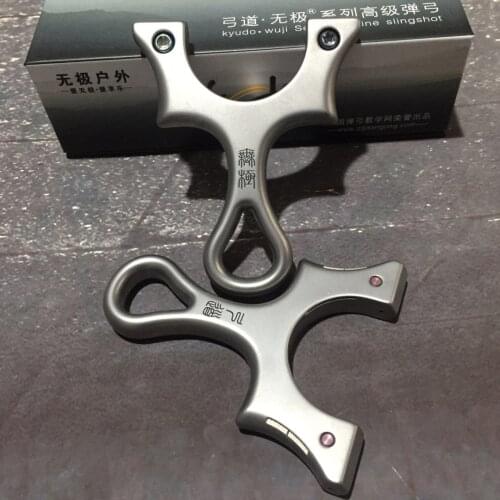 New Precise TC21 Titanium Alloy Slingshot Catapult Outdoor Hunting Shooting Sling shot with Powerful Flat Rubber Band