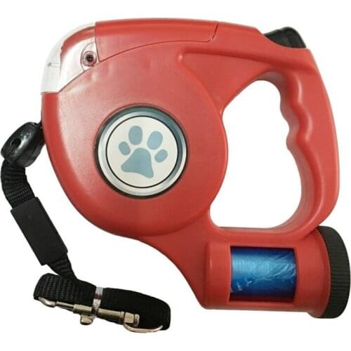 Pet Dog Automatic Tractor Leash 4.5M Flashlight Extendable Retractable LED Pet Dog Leash Lead With Garbage Bag Pet Supplies
