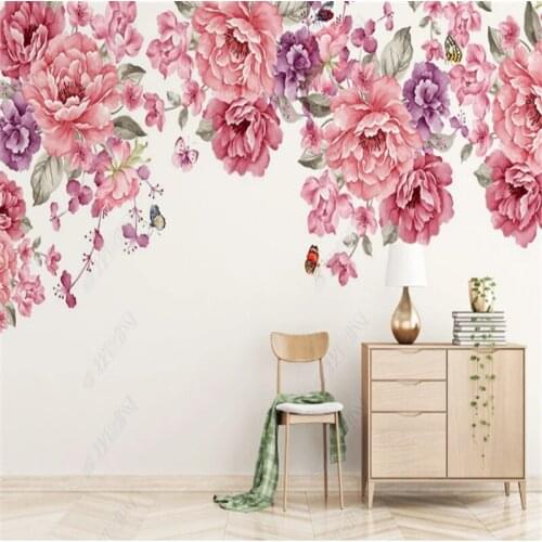 Modern Hand-painted Bedroom Wallpapers Small Fresh Rose Mural Wallpaper for Living Room TV Sofa Background Wall Paper Home Decor