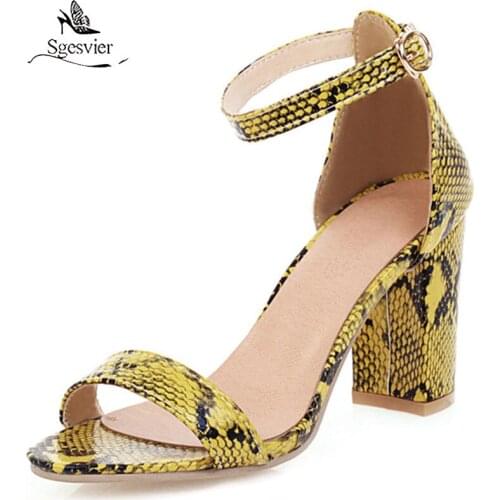 Sgesvier 2020 big size 31-46 newest women sandals buckle simple high heels sandals snake summer classic casual party shoes woman