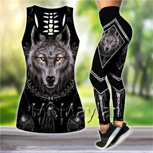 3D Digital Printed Wolf Hollow Tanktop Women Sexy Vest Girls Fashion Tank tops Clothes ropa mujer Oversized Drop ship ZQ117