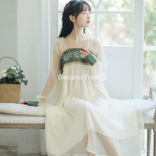 2021 chinese style improved cheongsam dress long dresses female hanfu dress folk dance wear chinese traditional princess dress