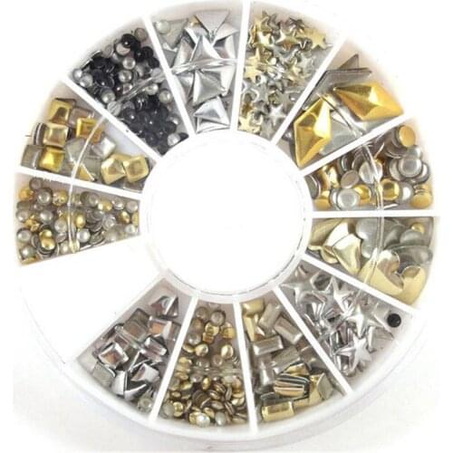 Gold Silver DIY 3D Metal Studs Stickers Square Punk Rivet Nail Art Decoration Manicure tools