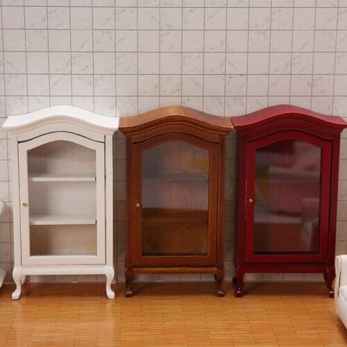 1:12 Dollhouse Miniature Cupboard Display Shelf Miniature Furniture Wine Cabinet DIY Toys For Dollhouse Decals New