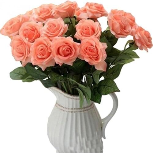 10 Pcs Artificial Rose Faux Silk Flowers Wedding Party Office Table Bouquet Home Decor Craft Real Touch Accessories Ornament Hot