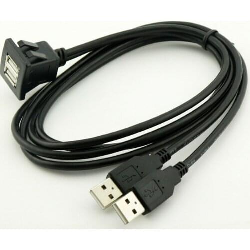 10pcs Flush Panel Mount Dual USB 2.0 Male to Female Cable Car Motorcycle Dashboard 3ft/6ft