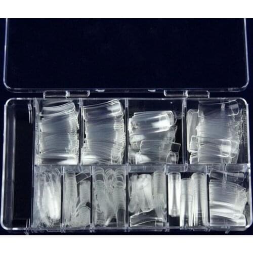 100 Pcs Acrylic False Nail Art Fingernail Full Nail Tips Press On Nails Artificial Nails Clear Natural Color 10 sizes