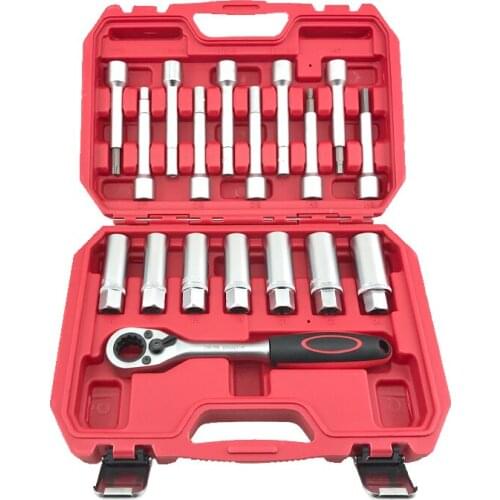 18pcs Steering Hub Suspension Shock Absorber Strut Nut Removal Tool Socket Kit Ratchet Sockets Set
