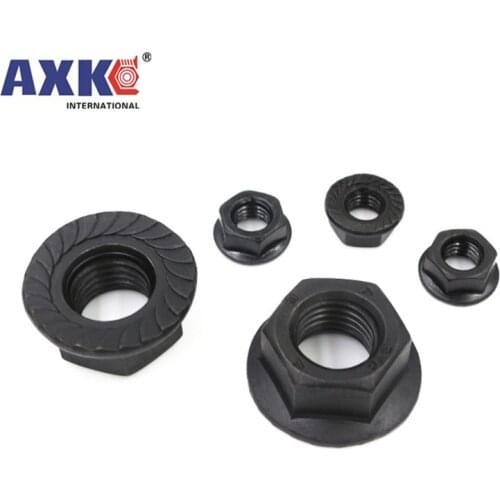 2/10pc M3 M4 M5 M6 M8 M10 M12 High Quality Black A2-70 304 Stainless Steel Hex Head Serrated Spinlock Flange Nut Locknut DIN6923