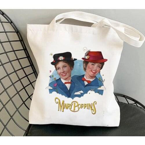 2021 Shopper Mary Poppins Illustration Printed Kawaii Bag Harajuku women Shopping Bag Canvas Shopper Bag girl Shoulder Lady Bag