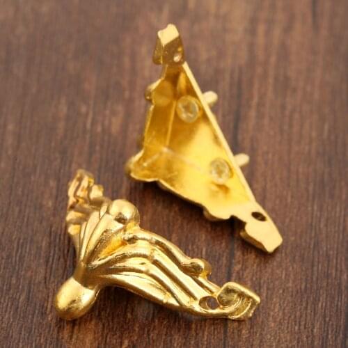 4pcs Gold 26*19mm Wood Box Corner Protectors Jewelry Gift Wooden Box Feet Furniture Foot Corner Protector