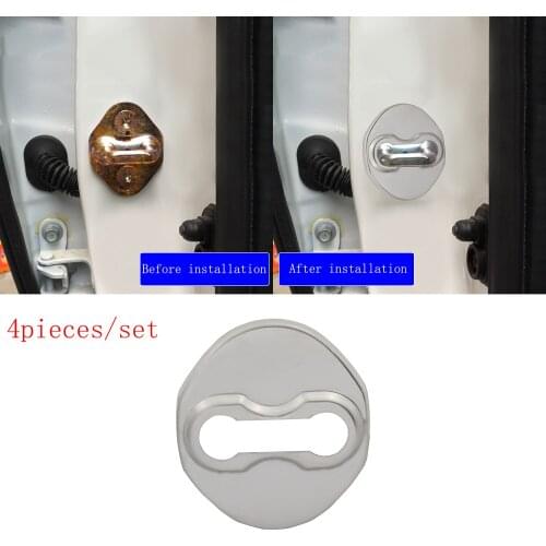 4 pcs silver Stainless Steel Car Door Lock Protective Buckle Cover case for Mitsubishi Outlander ASX