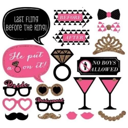 Free shipping 20bags=20pcs/bag funny pink theme bowtie photo booth props birthday girl party fun props decorations supplies