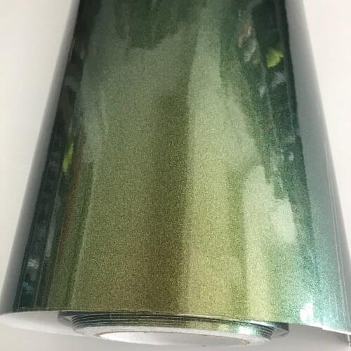 Diamond Gloss Chameleon Pearl Glitter Green Gold Vinyl Sticker Car Wrap Foil with Air Release DIY Car Stickers Decals
