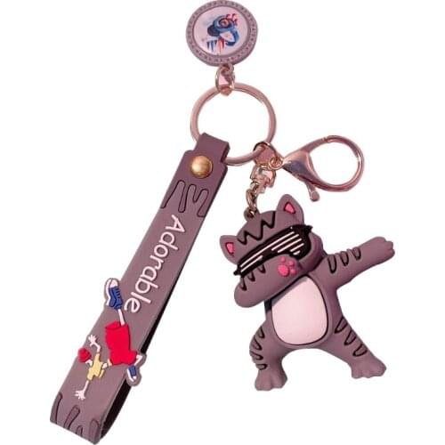 Cartoon Key Chain Cute Cat Pattern Funny Toy Keychain Car Key Ring Birthday Gifts Charm Pendant