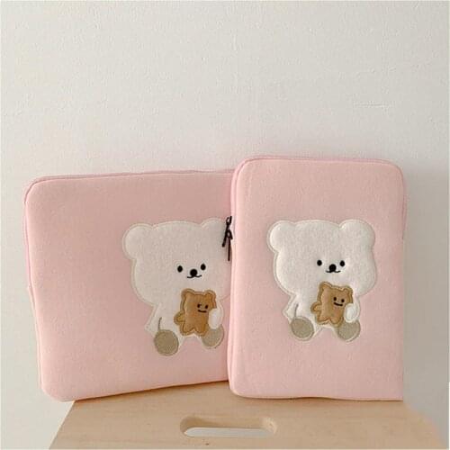 Laptop Sleeve Cotton ipad case New Fashion Cute Girls Women 11 13 inch Tablet Sleeve Bag Cute Bear Pattern