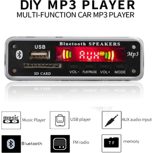 Color Screen MP3 Decoder Board 5V/12V Bluetooth Car Decoder Board support FM AUX TF Card Audio Accessoric