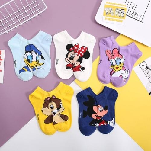 Disney Mickey Minnie cartoon socks men and women boat socks socks summer thin section breathable cute cotton socks birthday gift