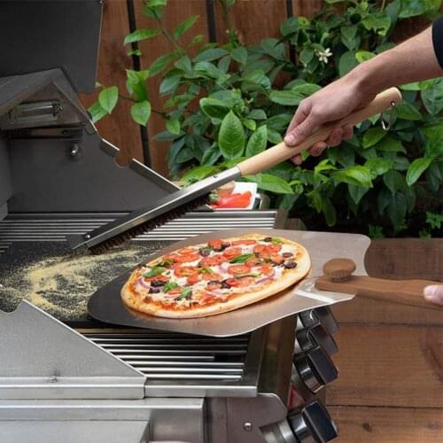 Pizza Oven Brush Ergonomic Handle Labor-Saving Stain Remover Scraper Long Handle Pizza Brush BBQ Pizza Oven Cleaning Scraper