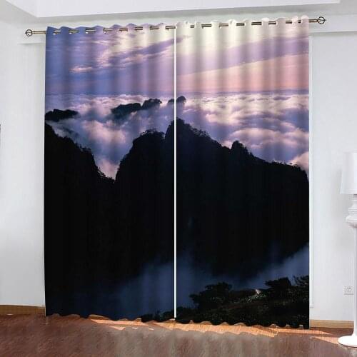 Photo purple cloud curtains 3D Window Curtains For Living Room Bedroom Customized size Decoration curtains