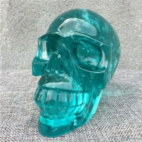 2.86LB Blue Melting stone quartz Skull Hand Carved Crystal Healing