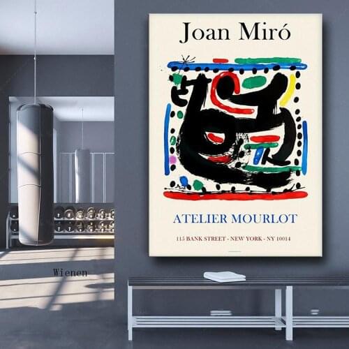 Joan Miro Artwork Exhibition Poster Atelier Mourlot Abstract Canvas Oil Painting Home Wall Decor Picture for Living Room Office