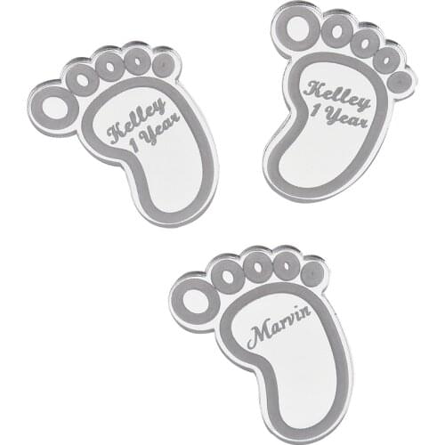 20Pcs Personalized Name Tags Foot Acrylic Invitation Cards Chocolate Tag Logo Party Baby Shower Guest Wedding Decor