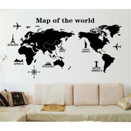 World Map Wall Stickers Removable PVC Map of the World on the wall Stickers Art Decals Home Decoration World Map Poster