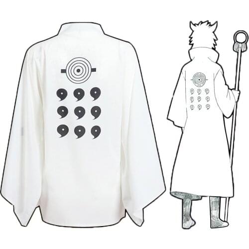 KIGUCOS 10th Bijuu Ootutuki Hagoromo Cosplay Costume Anime Naruto Jacket Rikudo Sennin Outfit Chiffon Coat