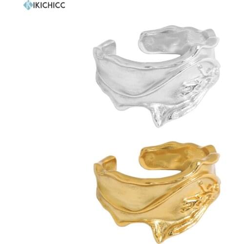 KIKICHICC 925 Sterling Silver Gold Geometric Irregular Large Thick Special Women Circle Ring Wedding Gift Simple Wedding Gift