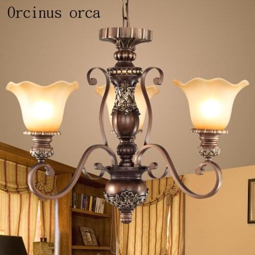 American classical sculpture chandelier living room bedroom lamp European style simple and creative iron art chandelier